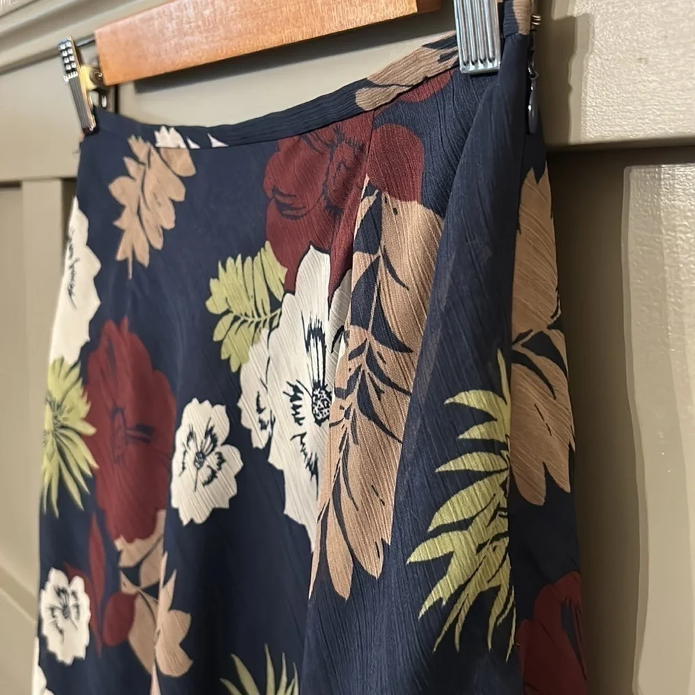 PENDLETON Floral Midi Skirt Dark Navy Chiffon High Waist Tahitian Garden Sz 2 P